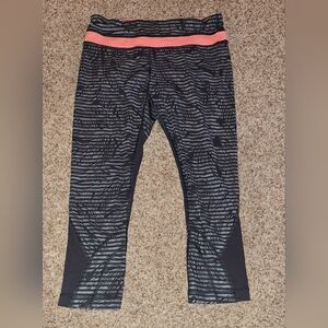 Lululemon Black and Gray Capris  with Orange Waist Band Size 6